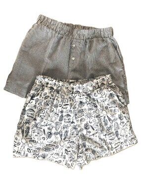 Happily Grey Set of 2 Loungewear Boxer Shorts Black/White Size: S NWT